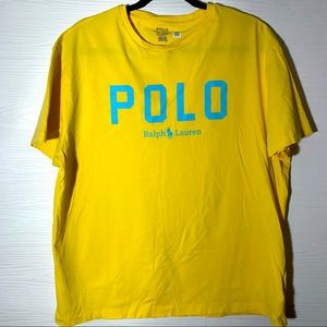 Polo Ralph Lauren Bright Yellow Spellout Logo Tee Classic Fit Vibrant